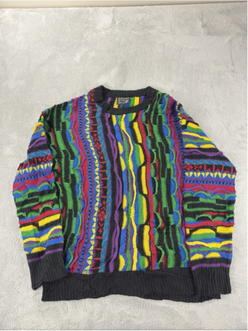 VTG Coogi Australia Men's Sz Medium Chunky 3D Knit Colorful 100% Pure New Wool